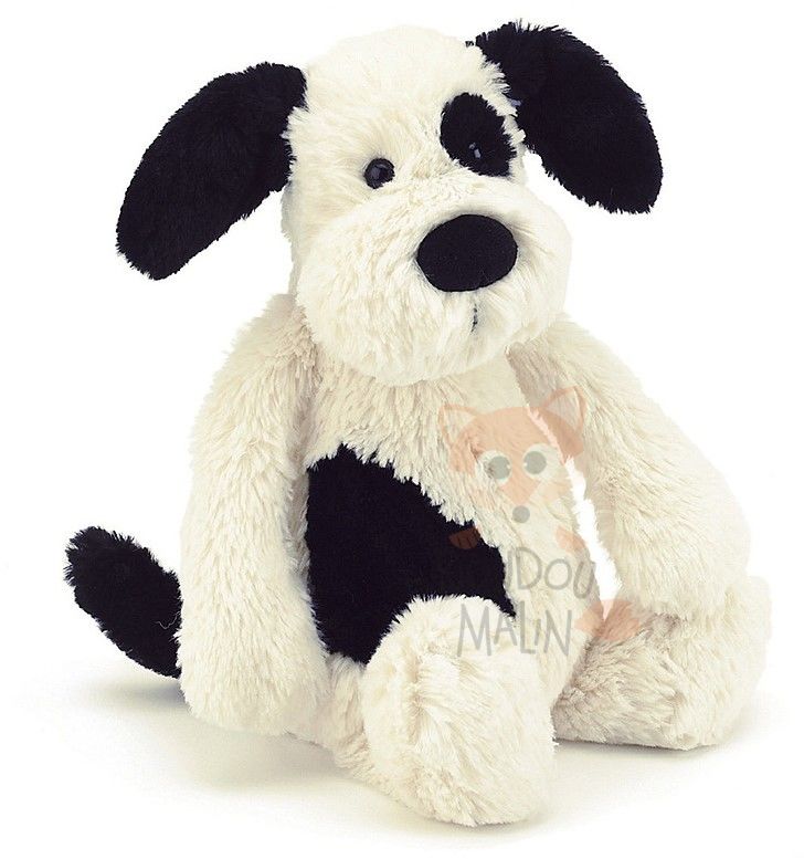  bashful plush dog white and black 30 cm 